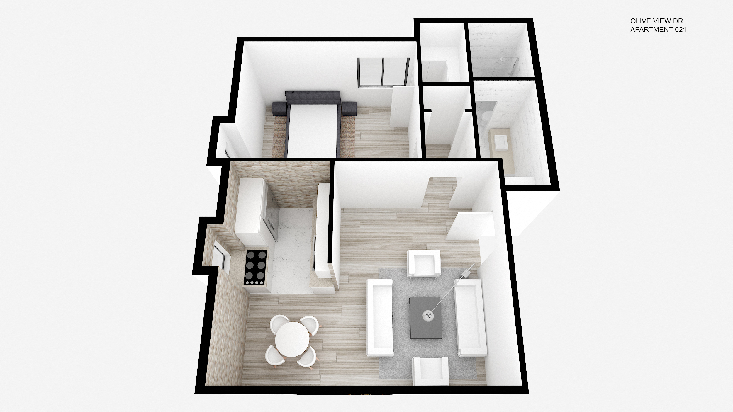 Floor plan for 1 bed, 1 bath, 760 sqft